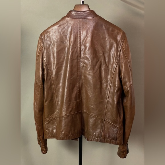 Banana Republic Men’s Brown Leather Racer Jacket - Medium - Picture 2 of 9